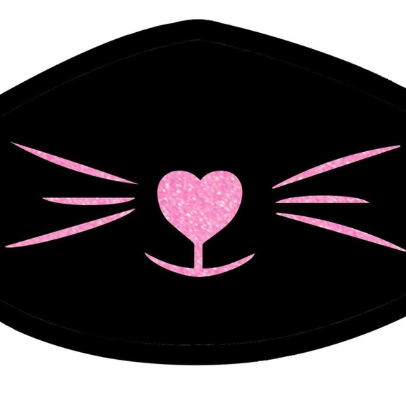 Ella Etc Kitty Love Glitter Cat Face Mask | Black Fashion Mask - Picture 5 of 6